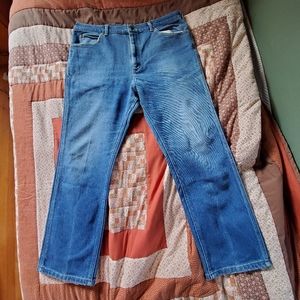 Vintage 1970's Lee Riders Men's Blue Jeans. 40x30. EUC. USA Made. 65/35 blend.